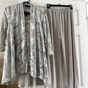 Silver Floral Jacket and Gray Pants Set